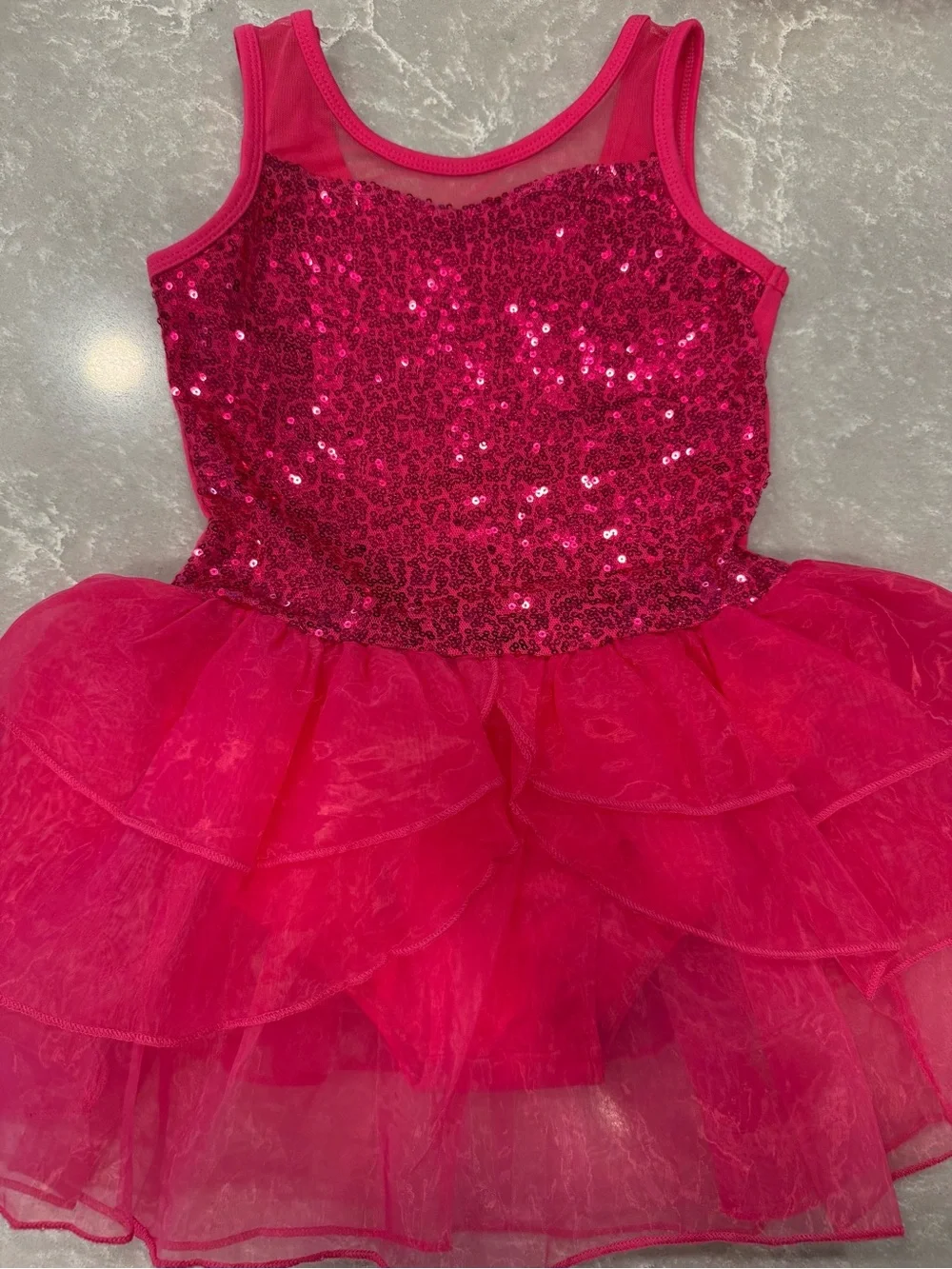 Girls Bear Costume Dress Set Size 7/8 130 Pink Sequin Tutu Dance Recital Costume